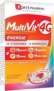 Forté Pharma - Multivit' 4G Energie | Complément Alimentaire Forme et Tonus - 12 Vitamines et 7 Minéraux | 30 comprimés Bi-couches