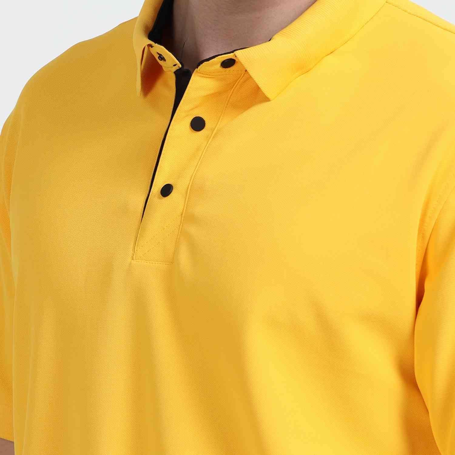 AMIGOS Golfer Men's Polo T-Shirts, Comfortable Activewear with Snap Button & Contrast Placket