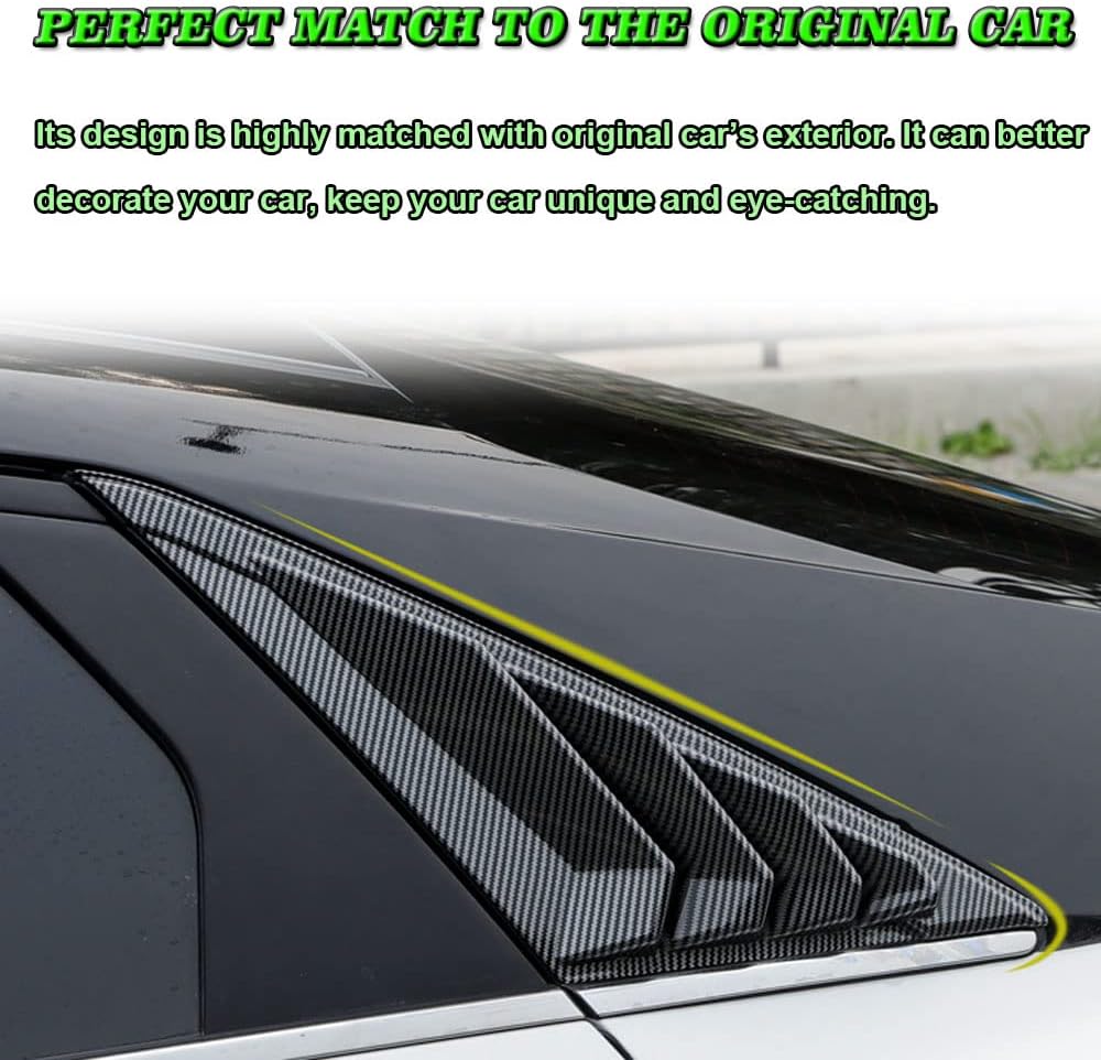 BOYOUS 2pcs ABS Racing Style Rear Side Window Louvers Air Vent Scoop Shades Cover Blinds Exterior Decoration Accessories Compatible with Hyundai Elantra 2021 2022 2023 2024 2025 2026(Carbon Fiber)