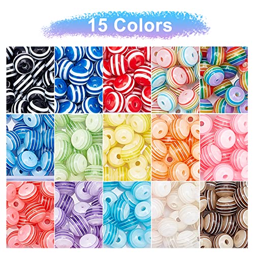 Ph Pandahall 450 Pcs 8Mm Acrylic Resin Bead Round Stripe Pebbles Beads For Bracelet Necklace Diy Craft Jewelry Making Mixed Color #TOP2