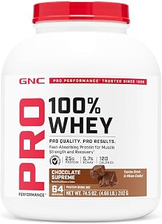 GNC Pro Performance 100% Whey 2.0, Chocolate Supreme, 74.5 Oz, 64 Servings | Whey Protein Powder, Gluten-Free, Easy-to-Mix, Sports Nutrition, Lean Muscle Mass Support Routines
