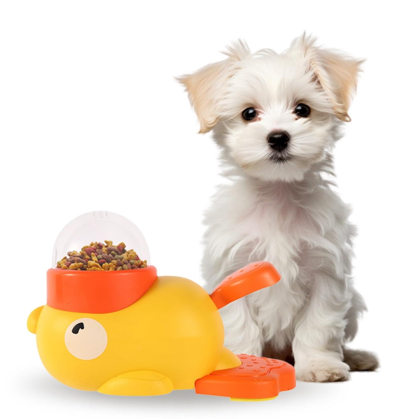 2-in-1 Dog Interactive Slow Feeder & Puzzle Toy – Duck-Shaped Treat Dispenser for Small & Medium Dogs, Anti-Gulping Bowl for Healthy Eating & IQ