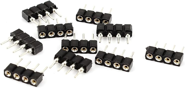 uxcell 10 Pcs 4-Pin 10mm Male to Female Connector Black for RGB LED Strip