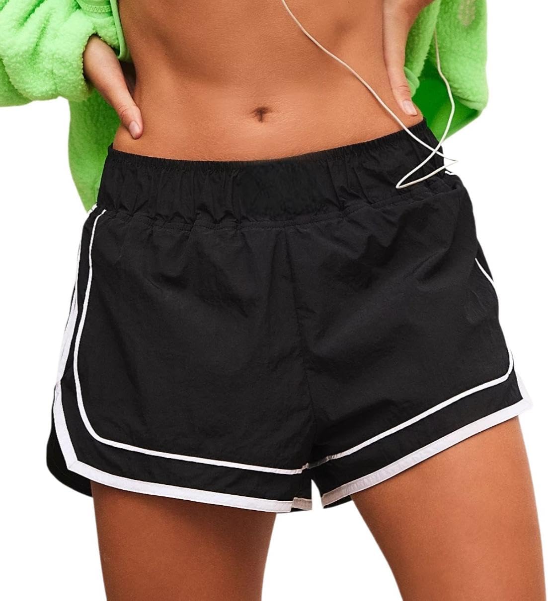 Women's Athletic Dolphin Shorts Mid-Rise Running Workout Shorts Built-in Briefs Woven Casual Sport Shorts