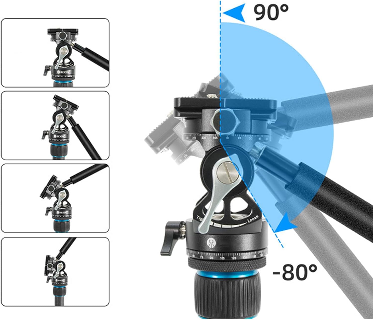 Double Panoramic Tripod Fluid Head Small Pan Tilt Head Quick Release Plate and Handle for DSLR and Small Video Cameras
