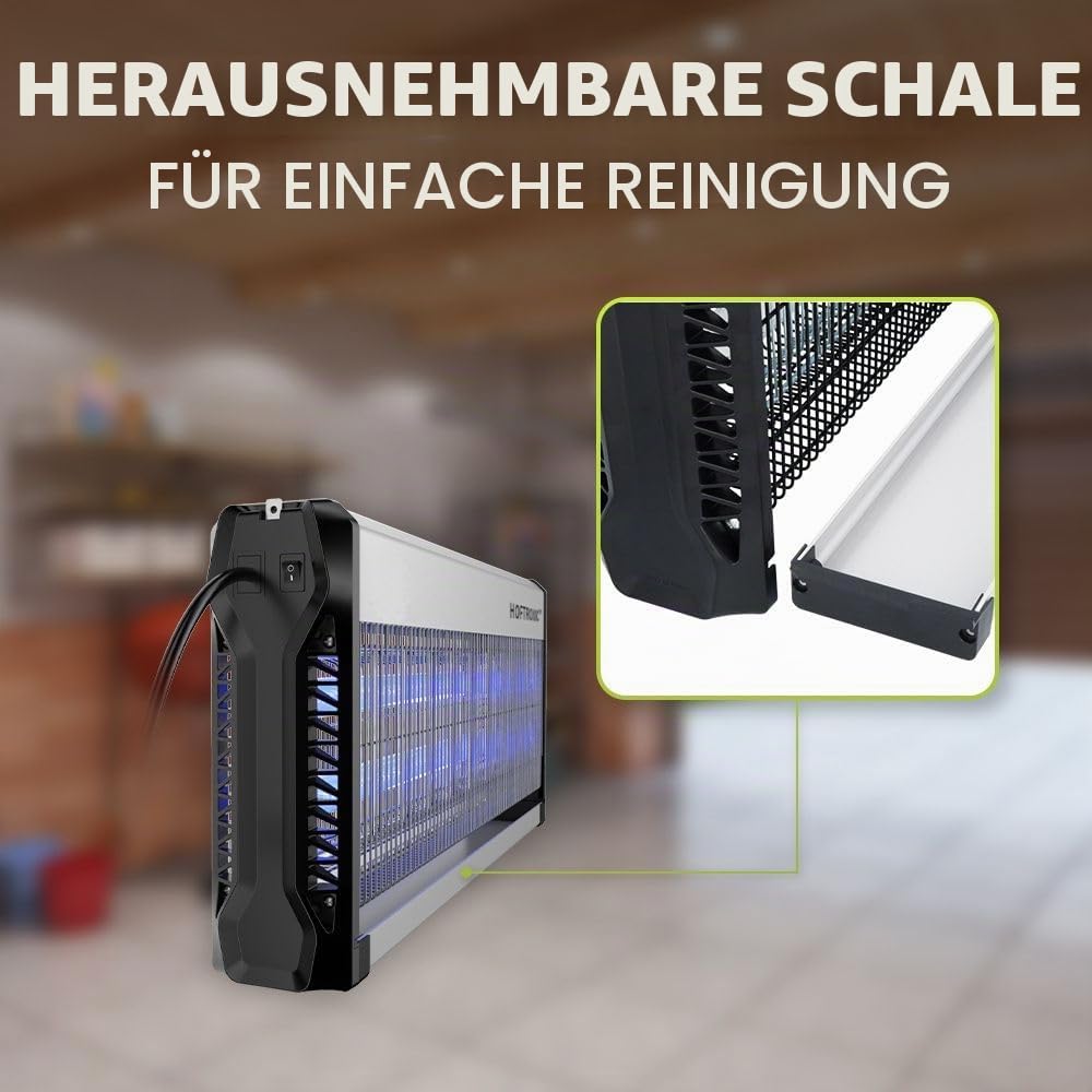 HOFTRONIC Volt - Insektenvernichter 4200 Volt (Hochspannung) - UV insektenfalle 40 Watt 150m² - Hoch effektiv gegen Lebensmittelmotten, Gartenmotten, Stechmücken, Fliegen u. Fliegende Insekten