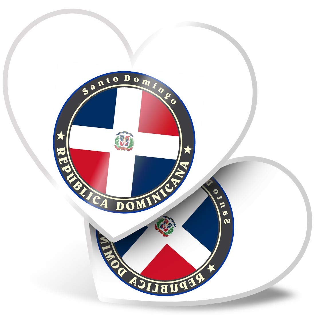 Destination Vinyl Ltd Multi 2 X 7.5Cm Heart Stickers - Dominican Republic Travel Flag Decals 5037