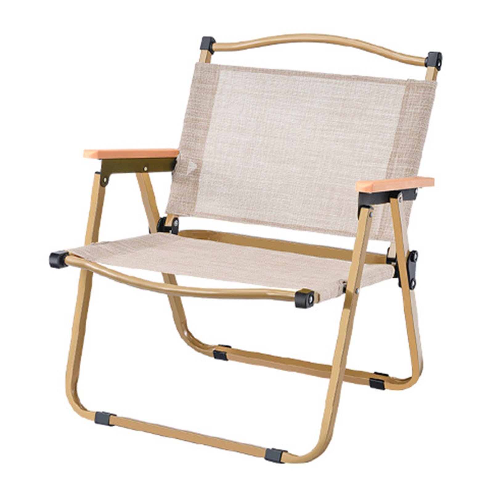 Chaise de camping pliante rembourrée et robuste de concert avec accoudoirs en bois