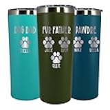 AVITO Personalized Dog Dad Tumbler - Laser Engraved - Vacuum Insulated - Stainless Steel - 22 oz Tumbler with Lid and Straw - Fur Father Gift - Dog Dad
