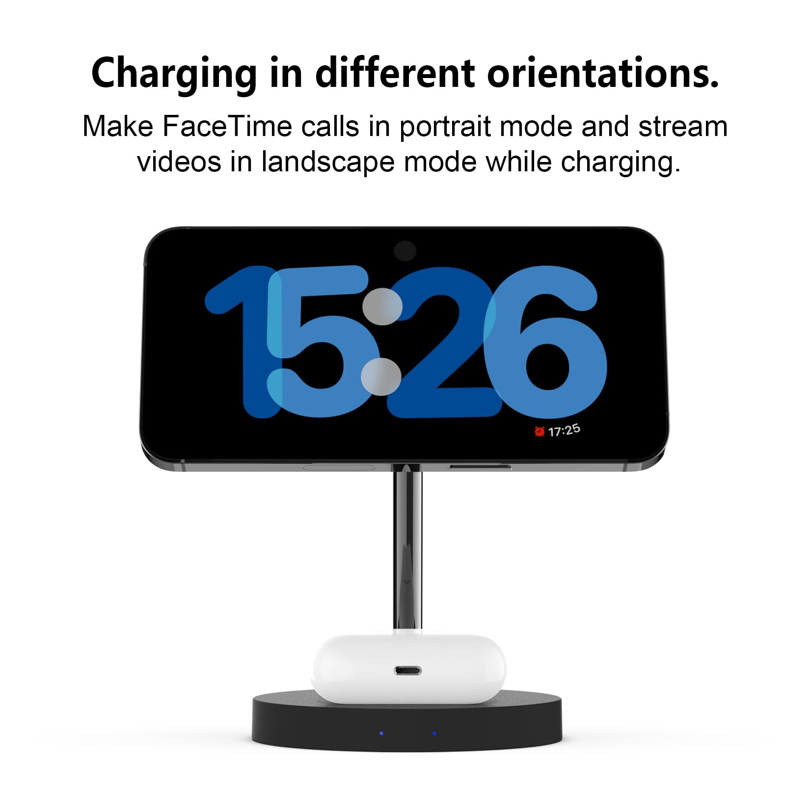 Boaraino Caricabatterie Magnetico Wireless 2 in 1, Stazione di Ricarica Compatibile con iPhoneiPhone 16/16 Pro/16 Pro Max /15/14/13/12, AirPods 2/3/4/Pro