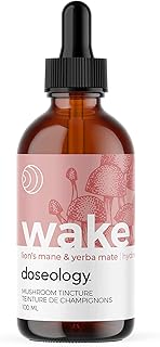 Doseology, WAKE, Lion’s Mane, Yerba Mate & B Vitamins Extract, Fruiting Body Mushroom Tincture, Promotes Alertness and Wakefulness, Enhances Cognitive Function, 100 ml (one month supply)