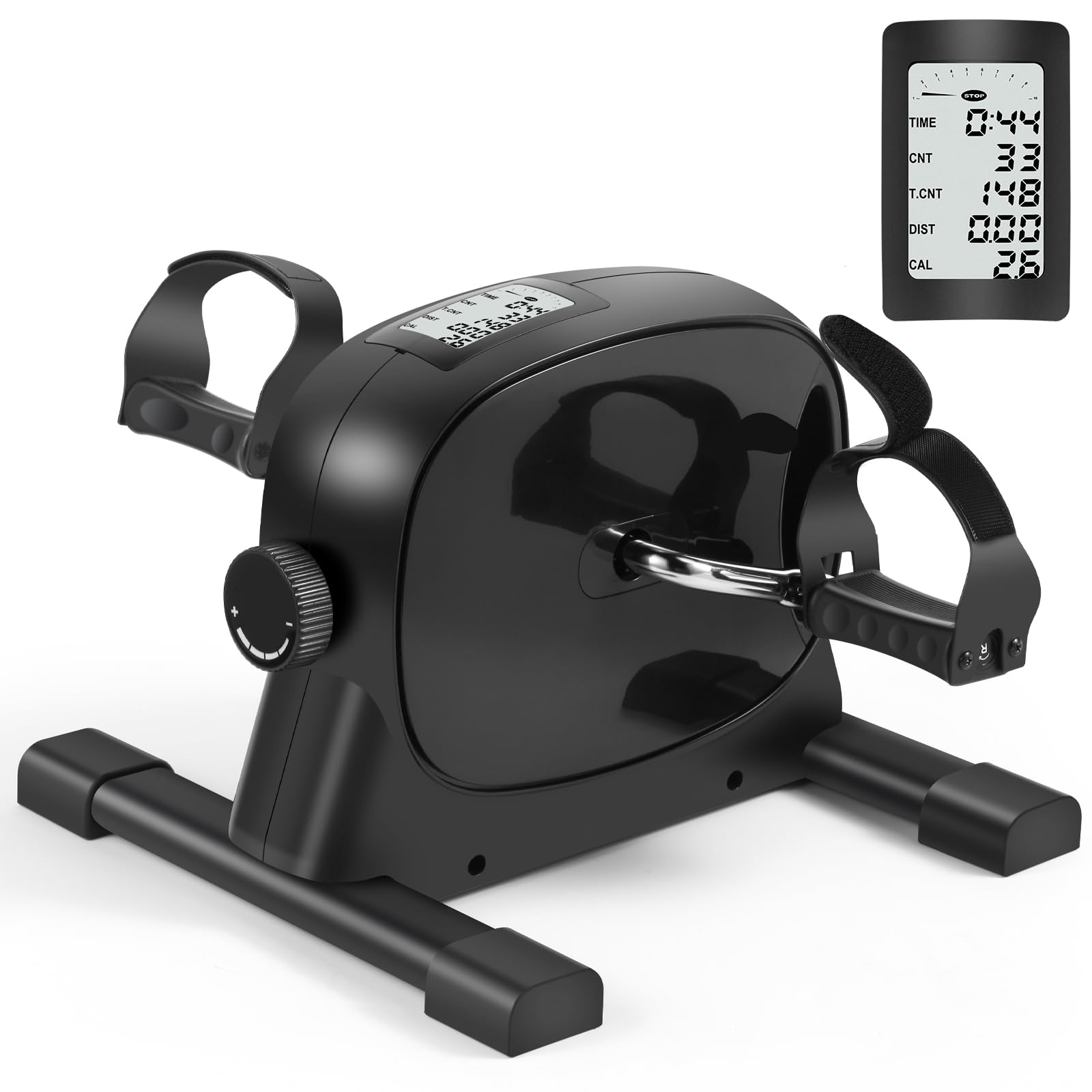 GOREDI Under Desk Bike Pedal Exerciser, Portable Mini Exercise Bike with LCD Display for Home/Office, Desk Cycle for Leg/Arm with Handle, Leg Exerciser While Sitting for Physical Therapy