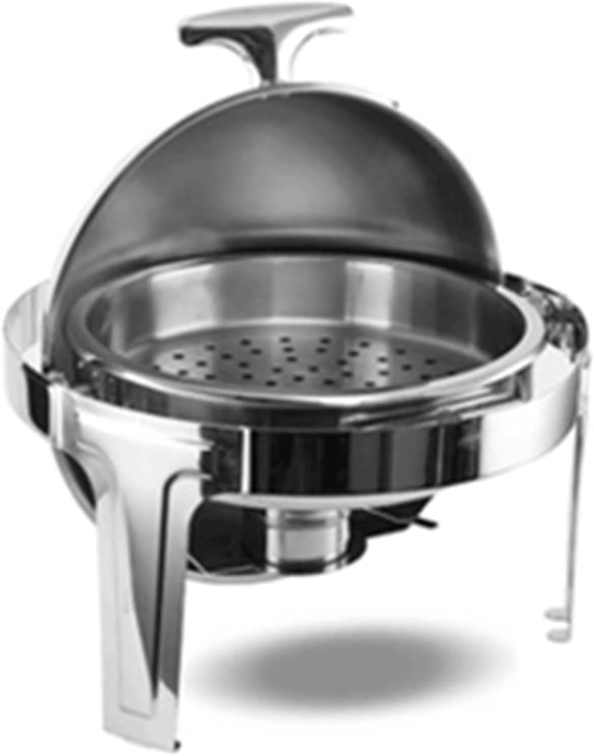 Hot Pot Buffet Set - Foldable Heater with Fuel Rack and Lid for Catering Events, Includes Foods Pot and Water Pot,Round Steel Cover Punch 6L
