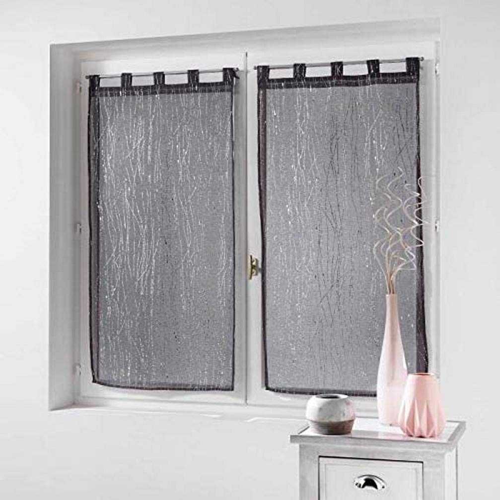 Douceur d'Intérieur Filiane Indoor Softness Polyester Anthracite 2 x 90 x 160 cm, Charcoal, W 35.4" x L 63" (1 Panels)