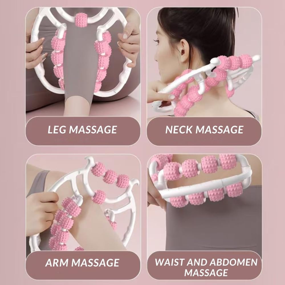 Leg Massager Roller 20-Wheel Deep Tissue Massage Roller for Leg Arm Tennis Elbow Muscle Pain Relief and Relaxation (Pink) - Image 6