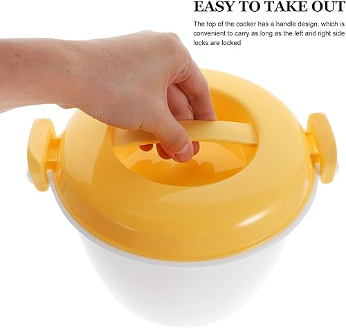 Miniatura 8 de Angoily Juego de ollas arroceras para microondas, portátil, de viaje, extraíble, antiadherente, utensilios de cocina para cocinar sopa, guisos de