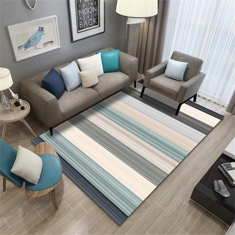 Tapis chambre bebe fille gris bleu et doux, grand tapis de salon 140x200