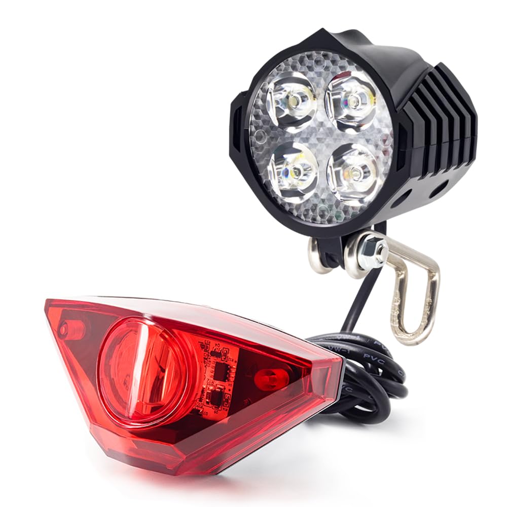 Kit Luci Posteriori per Fari per Bici Elettrica Ingresso 12V-80V Altoparlante Incorporato Ebike Luce Anteriore E Fanali Posteriori