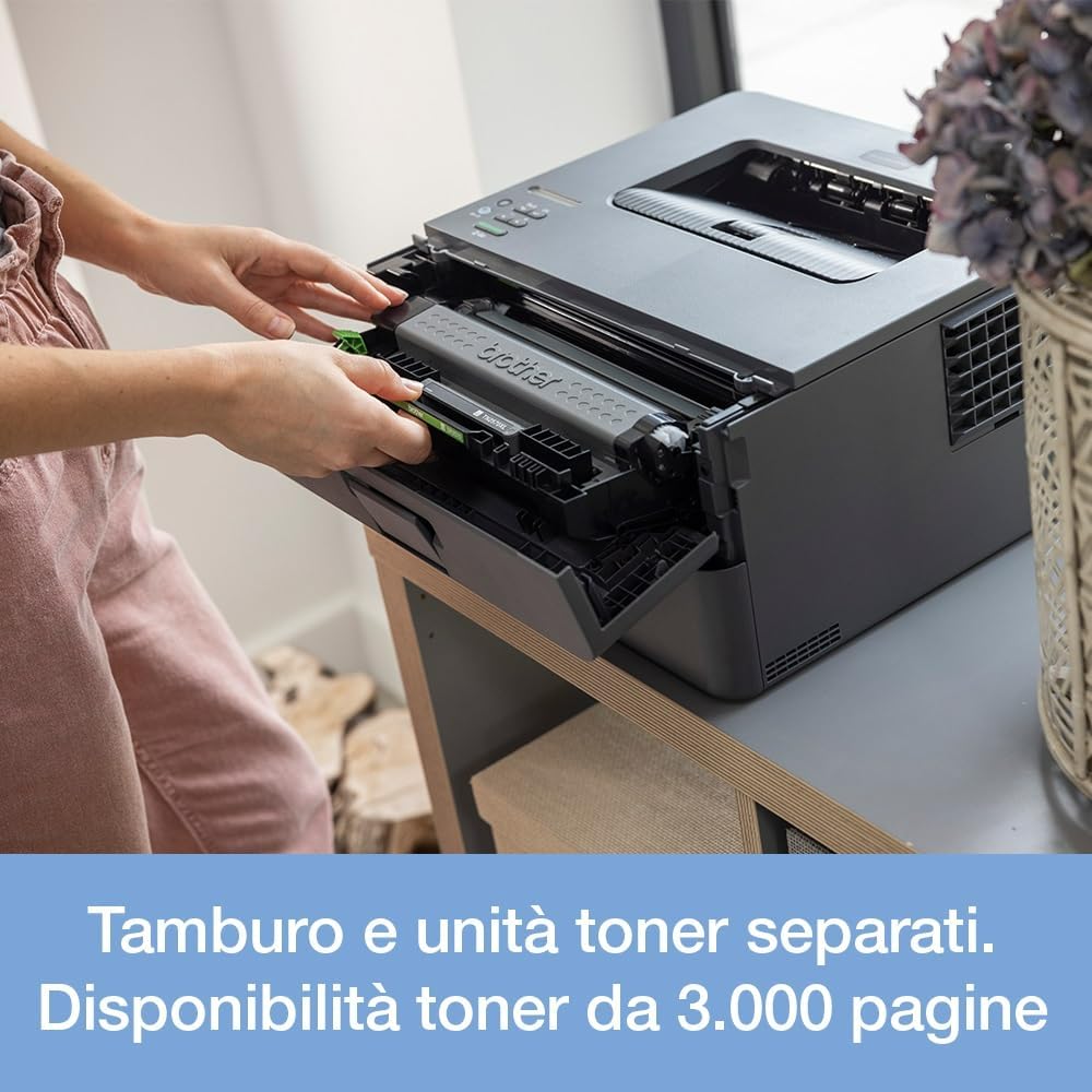 Brother HLL2400DWE Stampante Ecopro ready, 30 ppm,64 MB,Stampa Fronte/Retro, Display LCD,Wireless,Cassetto carta da 250 fogli,Alimentazione foglio singolo, Inbox Toner fino a circa 700 pagine - Immagine 3