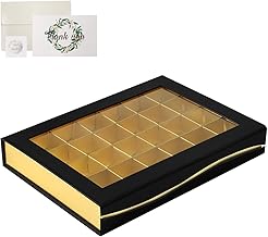 Bumlon Chocolate Boxes Packaging, Black Chocolate Box Gift Empty Mini Treat Boxes with Magnet Adsorption and Dividers Gift Packing Boxes for Homemade Chocolates,Truffles,Candy, 1 Pack (24 Lattices)