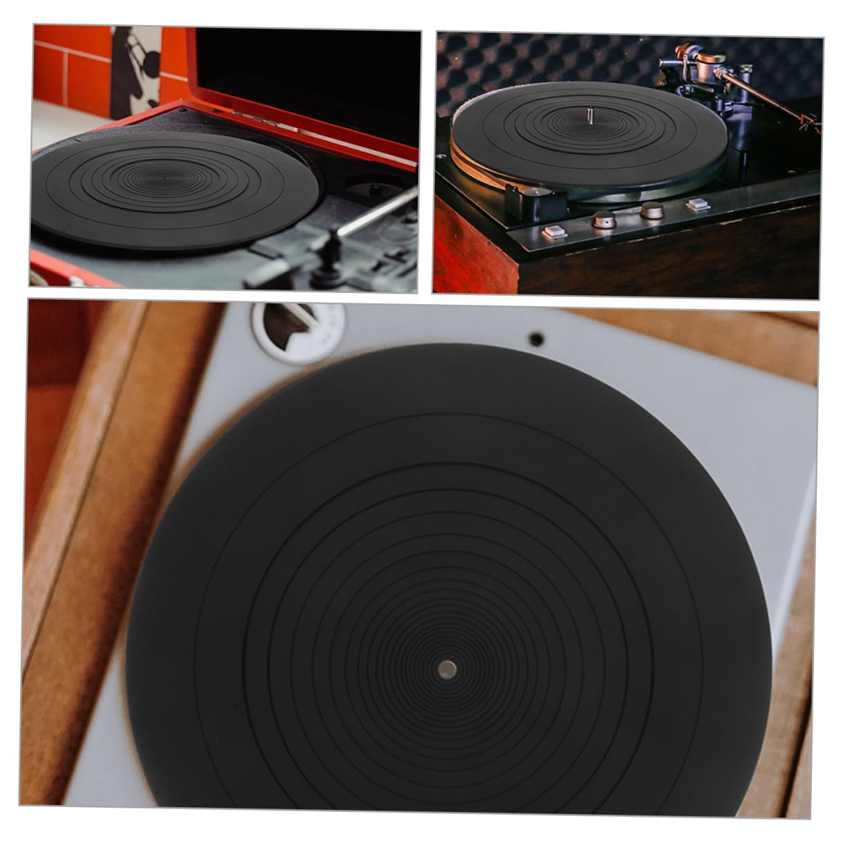 GALPADA 2 Pezzi Tappetino per Giradischi in Silicone Antistatico Nero, Mantiene Pulito e Stabile Piatto, Protezione Delicata per Dischi in Vinile, Accessorio Essenziale per Dj