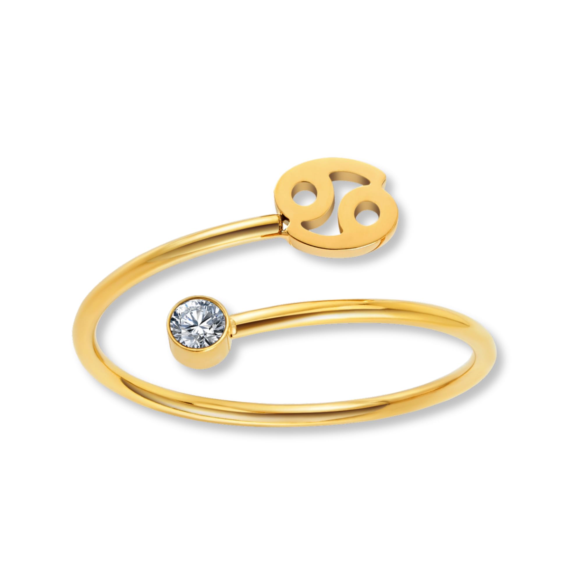 GD GOOD.designs Sternzeichen Ring Gold mit Zirkoniastein für Damen - 18K vergoldeter Damenring aus 316L Edelstahl | Ring verstellbar (Ringgröße 52-60) und wasserfest - inkl. Geschenkbox