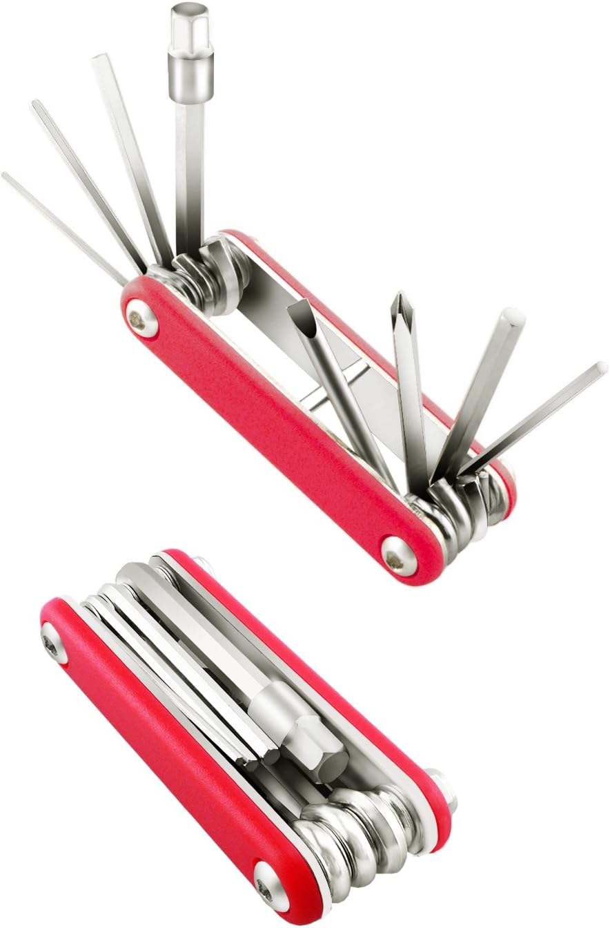 ACVCY Multitools Folding Plier, Multipurpose Outdoor Survival Portable Non Slip Pocket Multi Tool Set for Bike and Camping (Red)