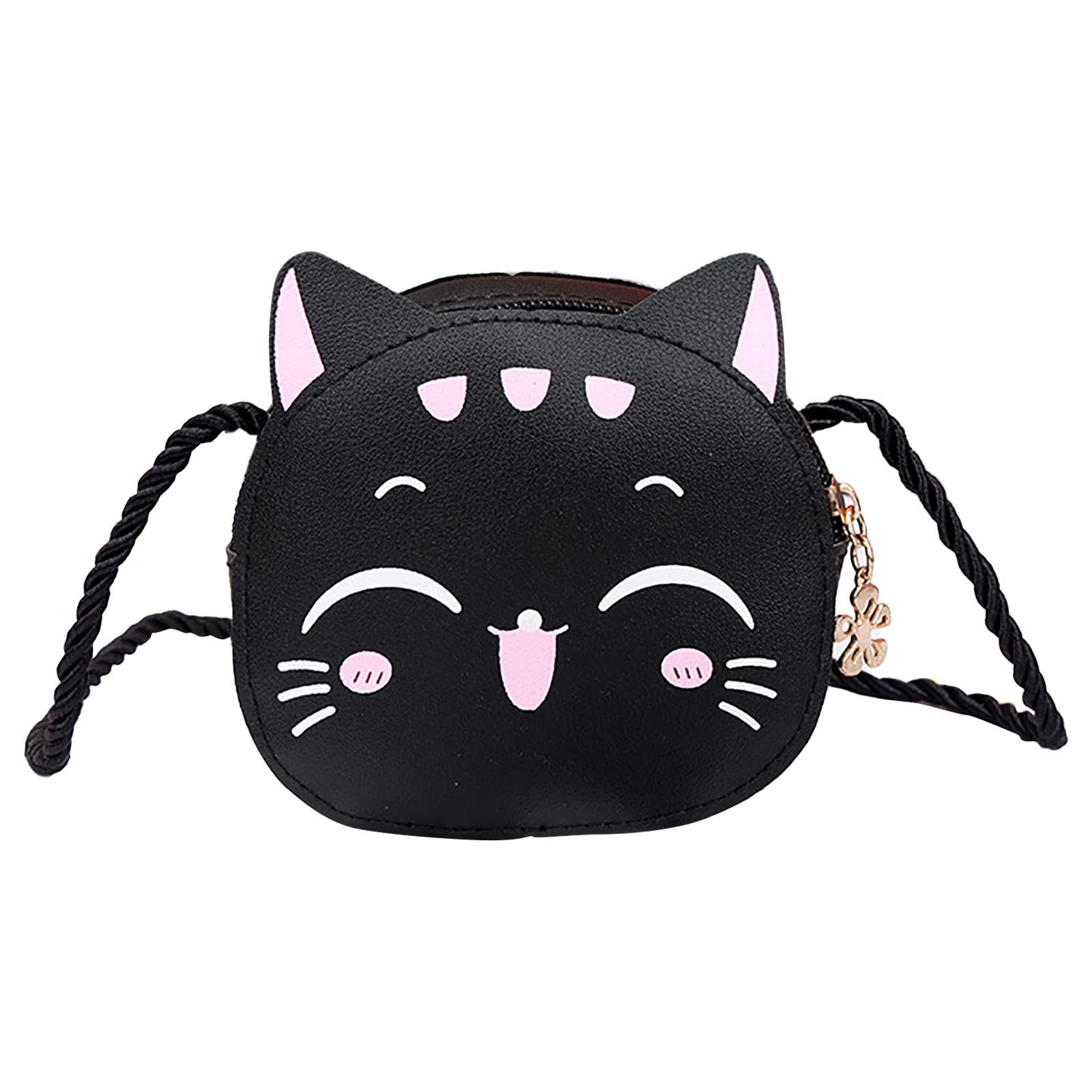 Childrens Change Purse Cat Wallet One Shoulder Messenger Bag Messenger Bags for Men Black One Size