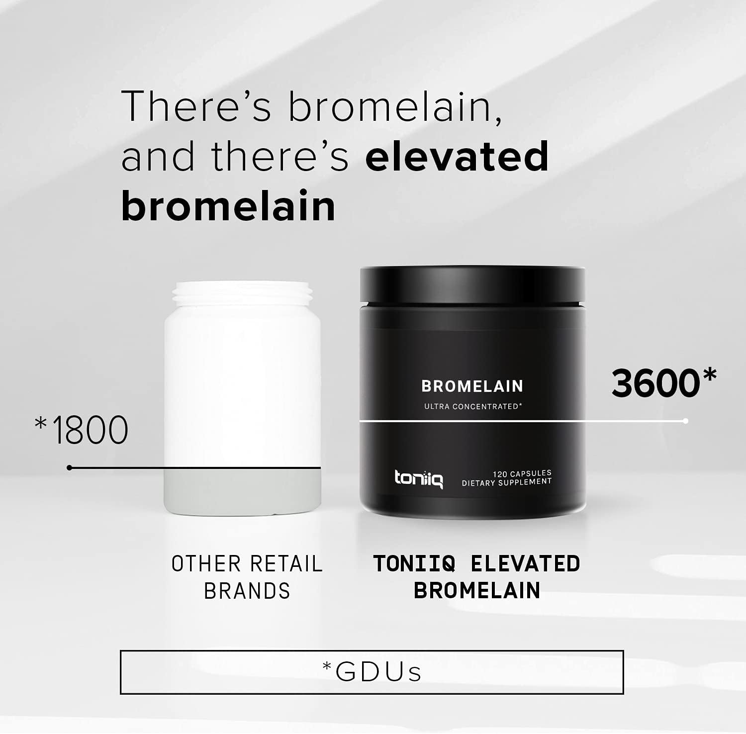 Ultra High Strength Non-GMO Bromelain Capsules - 3600 GDU/Gram - Highly Concentrated and Highly Bioavailable - 500mg Formula - 120 Veggie Capsules : Health & Household