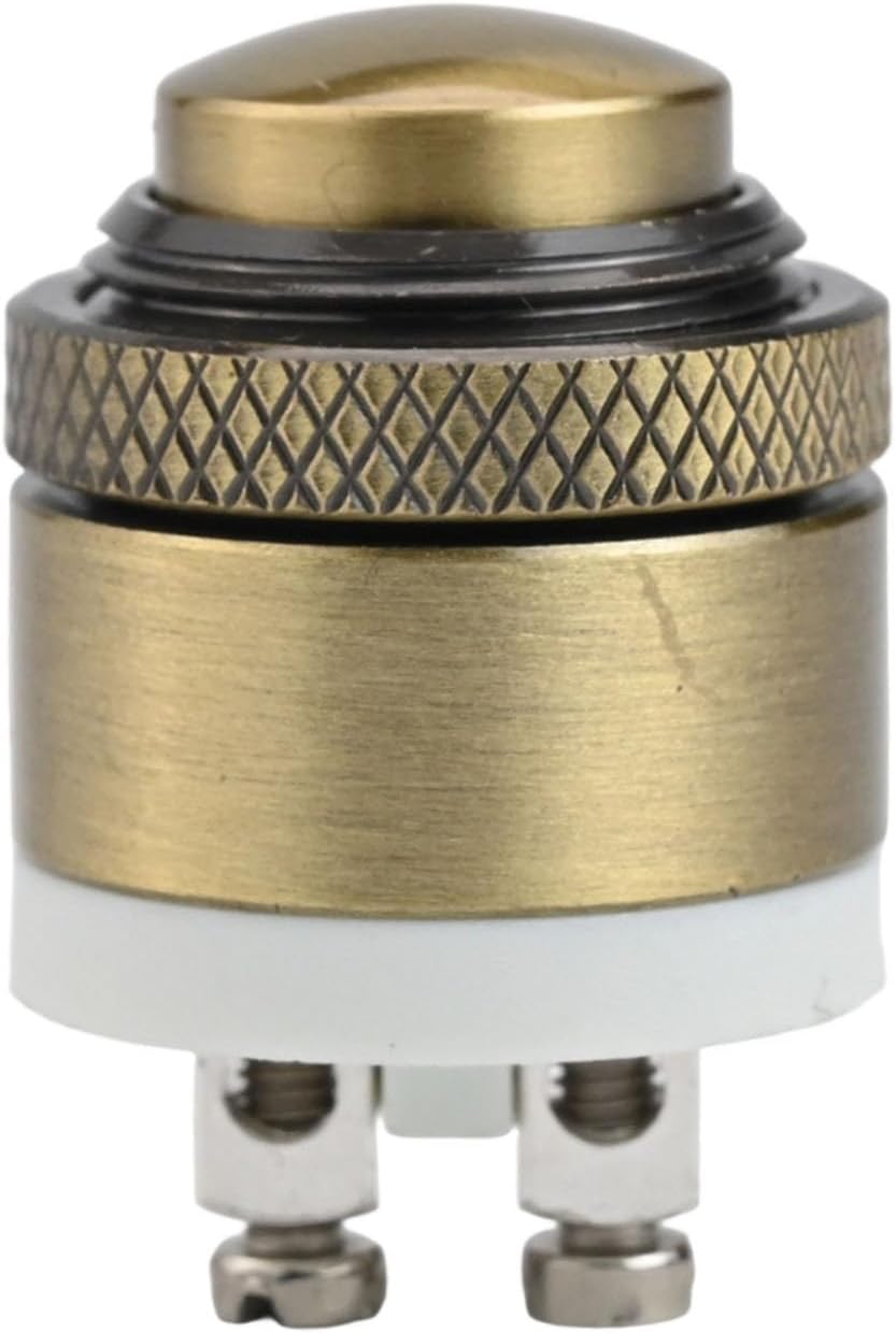 16mm Round Brass Doorbell Button Control, 36VDC/2A Max Self-Resetting Waterproof Switch, IP40 IK06 Rated Vintage Style Push Button
