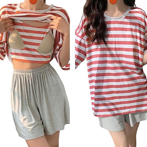 PHILISENMALL Women's Two-Piece Home Clothes Thin Home Clothes Loose Cooling Homewear Great Gift for Your Lover Girlfriend
