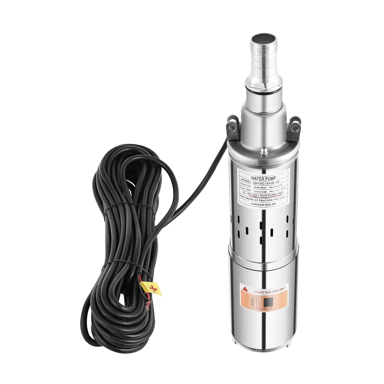 DC 24V Stainless Steel Solar Water Pump Agricultural Irrigation Deep Well Submersible for Villages Families Powerful Water Flow