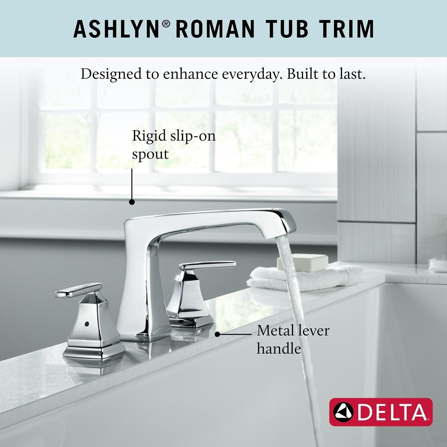 Delta Ashlyn Roman Tub Faucet, Chrome Deck Mount Bathtub Faucet, Chrome T2764 (Valve Not Included)
