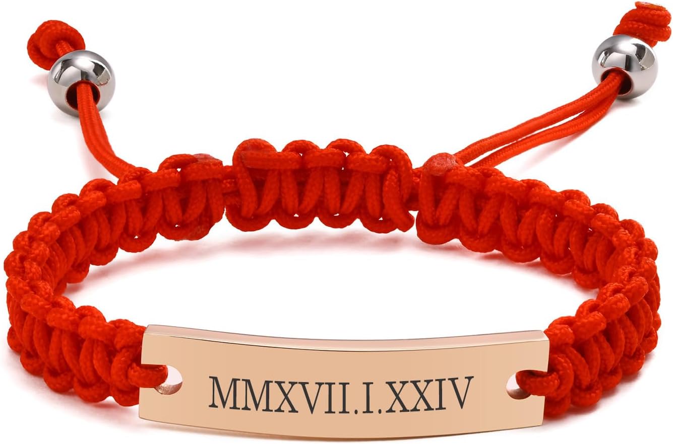 MEALGUET Personalized ID Couple Bracelets Custom Engraving Handmade Braided Rope Wrist Bangle for Men Women Friendship, Adjustable,Customized Bracelet Gift for Men Husband