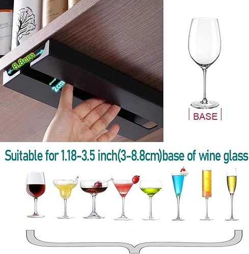 Miniatura 2 de Soporte para copas de vino bajo estante de gabinete, estante para copas de vino, estante de plástico para copas con tallo, colgador de