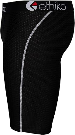 Ethika Mens Staple Boxer Brief, 4-Way Stretch with Signature Waistband, No Ride-Up Comfort - Flow Black