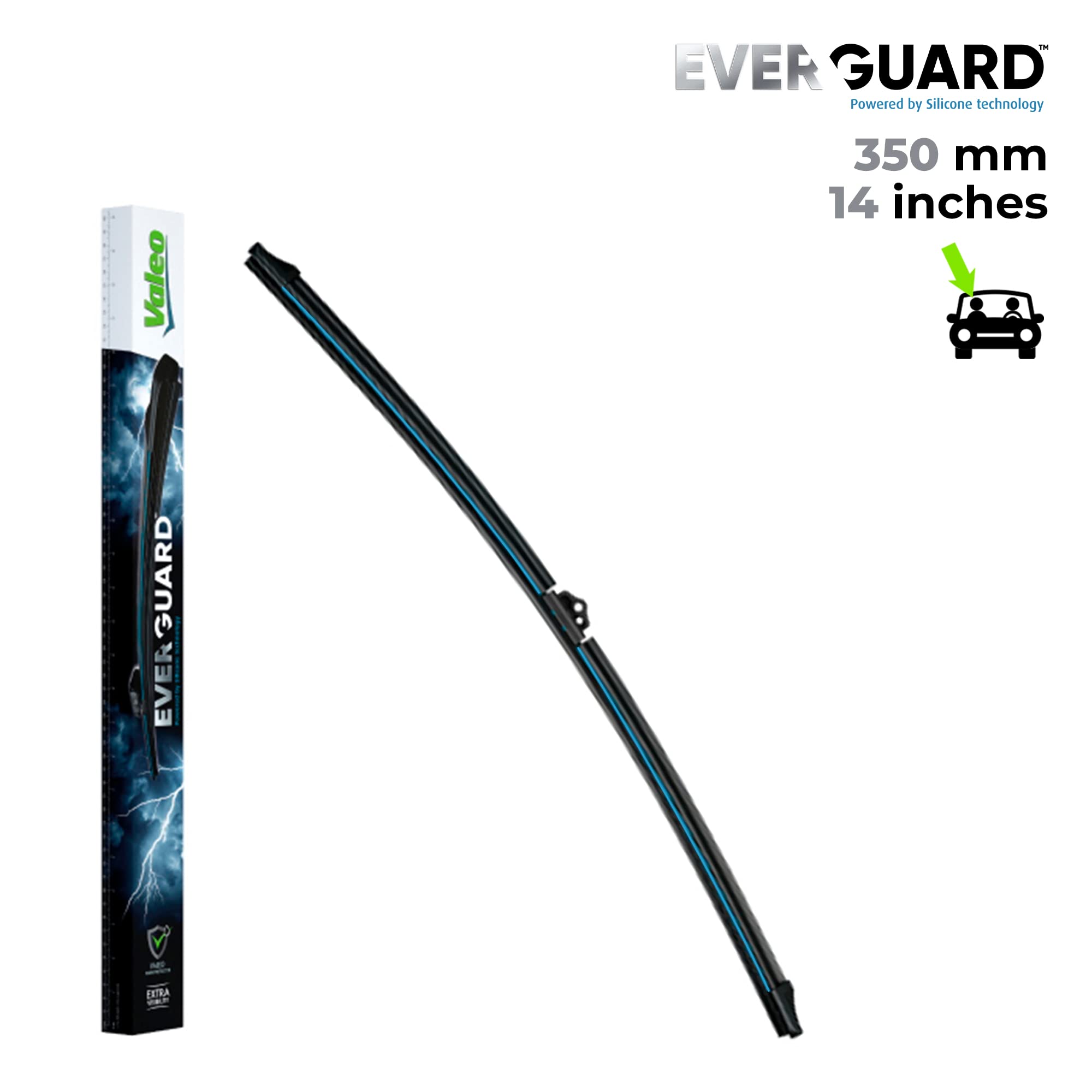 VALEO EVERGUARD - Premium - Un Kit di Spazzole Tergicristallo Flat Blade in Silicone VSF50 + VSF35 - Lunghezze: 500mm + 350mm - Anteriore (Confezione da 2)