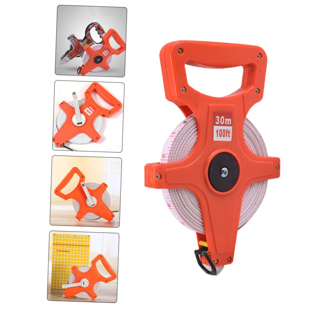 1Roll Retractable Open Reel Tape Measure Durable Engineering Measurement with User Friendly Grip for Woodworking and Utility Measurement