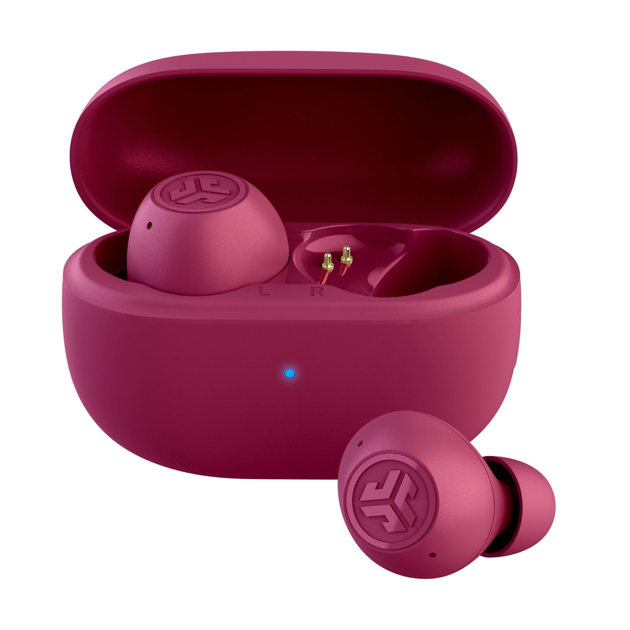 JLab Go Pop ANC Auriculares Bluetooth ANC, 24+ h de autonomía, IP55 Resistentes al Sudor, micrófono, Llamadas claras y conexión multipunto, Fucsia
