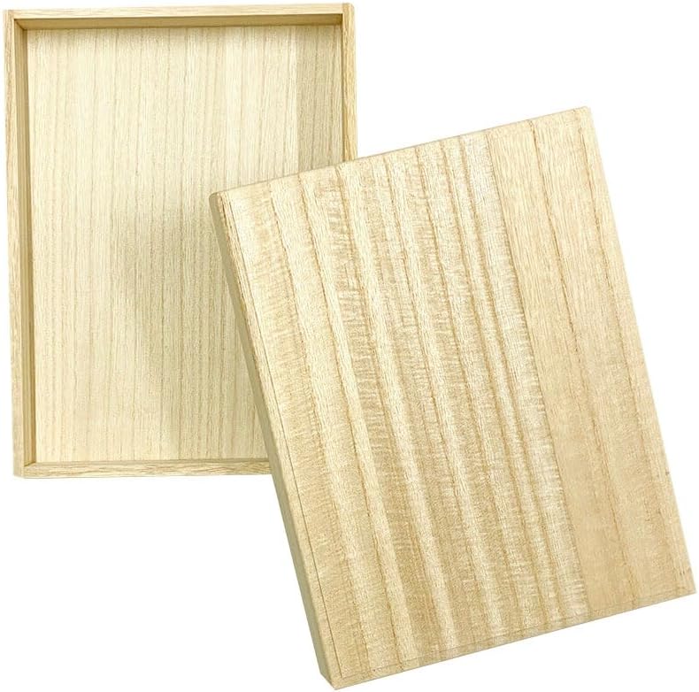 Masuda Paulownia Box Store Paulownia Box B5 Size with Lid, Cover Box, W 11.8 x D 8.9 x H 1.5 inches (30.1 x 22.5 x 3.8 cm), Rectangular Wooden Box, Made in Japan, Documents, Stationery, Leather