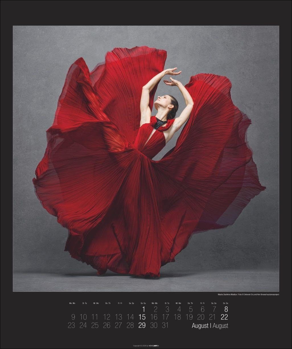 The Art of Movement Kalender 2027: Kunst und Mode vereint in faszinierenden Tanz-Bildern, die Anmut und Haute Couture verbinden. Großer Wandkalender im Hochformat 46 x 55 cm
