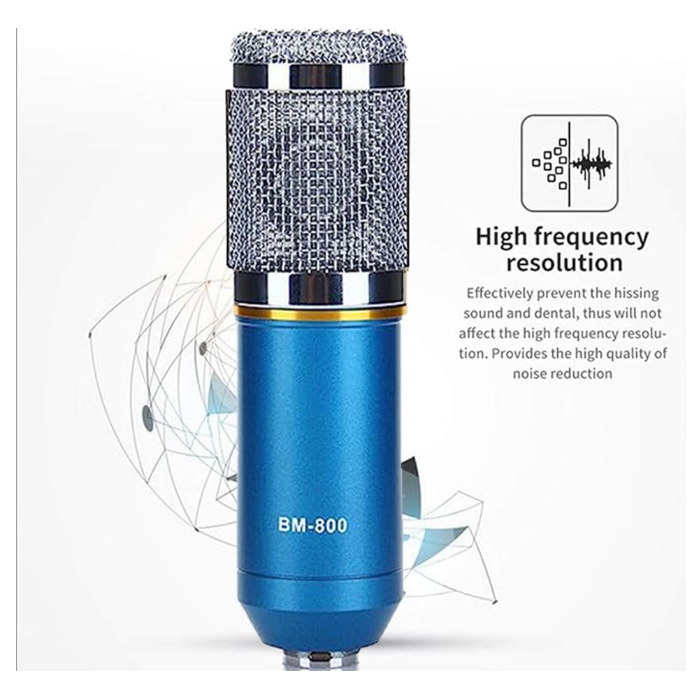 SOUVENIR BM-800 Professional Condenser Studio Microphone for Studio Recording, Broadcasting, Interview, Podcast and Video Gaming Audio Equipment (Blue) 1