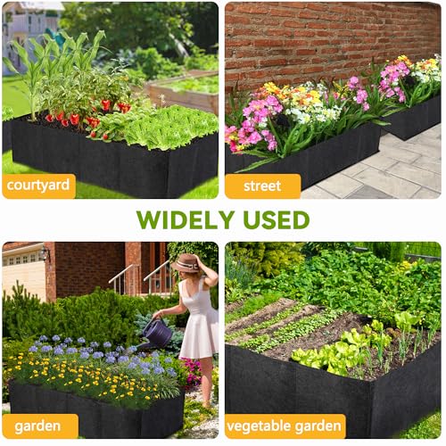 FVOTNW 3-Pack 1 Grids Fabric 7 Gallon Grow Bags, 1x1x1ft Thickened 400G Nonwoven Fabric Raised Garden Beds with Handles - Indoor Outdoor Planters for Vegetables, Herbs, Flowers