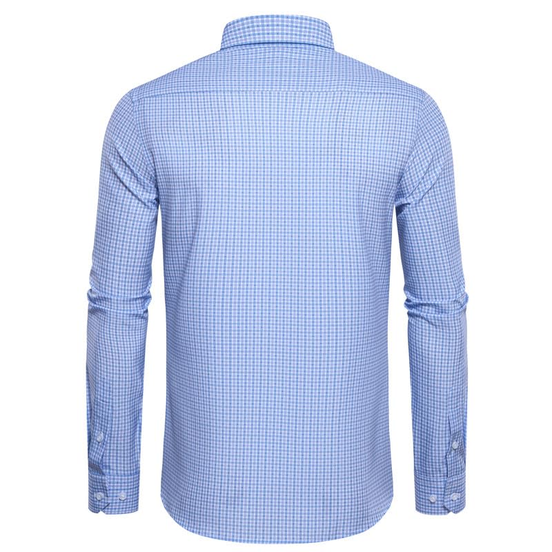 Mens Dress Shirts Stretch Long Sleeve Button Down Shirts Print Regular Fit Casual Busines Shirt2