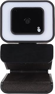 Webcam, Câmera De Streaming 2560x1920 USB 2.0 Luz De Preenchimento Ajustável 2k Foco Automático Com Redução De Ruído Webcam Com Microfone Plug And Play Para Meet/Streamer/Gravação/Chamada(Preto)