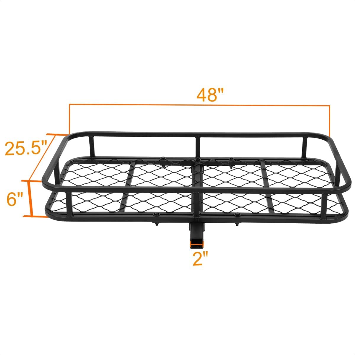 48" X 25.5" X 6" Carbon Steel Fold-Up Cargo Luggage Carrier Basket Fits 2" Tow Hitch Receiver