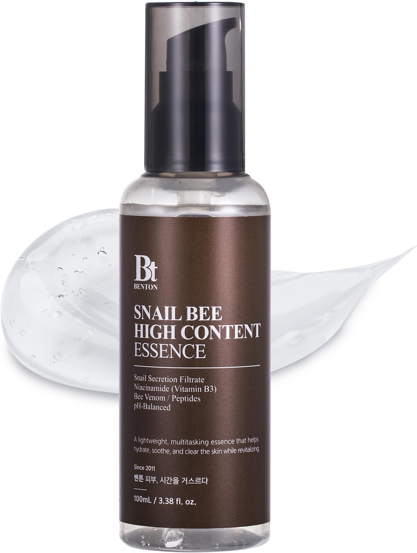 BENTON Snail Bee High Content Essence 100ml (3.38 fl oz.) - Snail Mucin Essence with Niacinamide & Bee Venom | Korean Skin Care Face Moisturizer For Women & Men with Combination, Oily Skin
