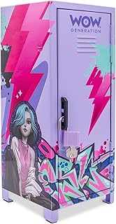 WOW GENERATION - Taquilla Metálica Infantil con Imanes y Stickers Decorativos, Organizador de Escritorio y Juguete Creativo para Niñas