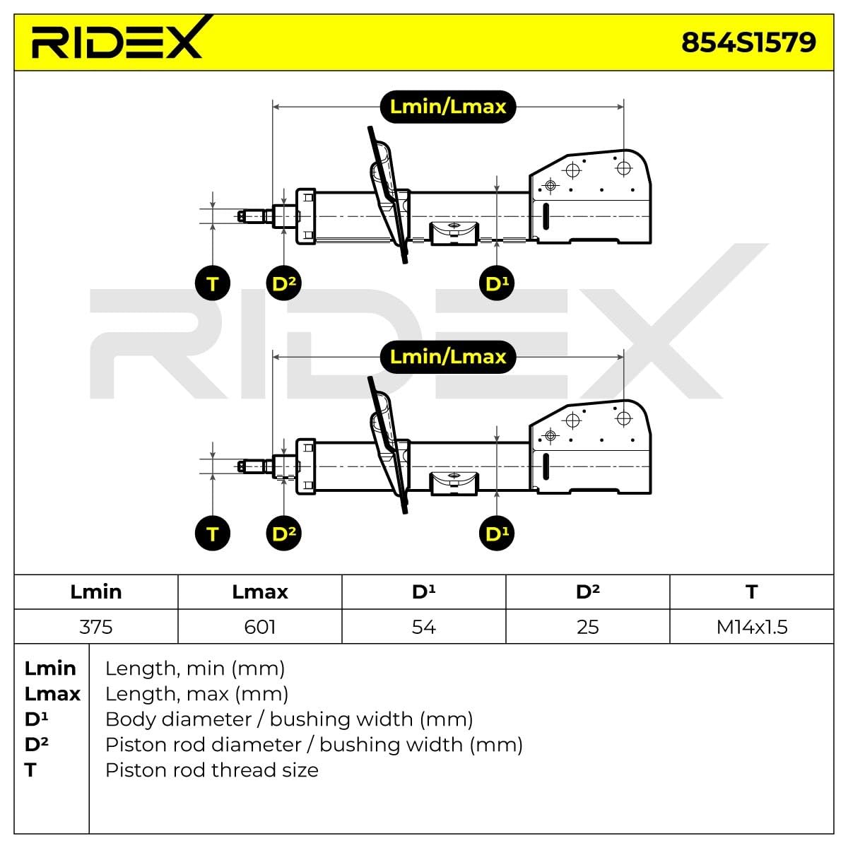 RIDEX 2x Amortisseur Avant Avant Droite Avant Gauche Pression de gaz Compatible avec OPEL Antara L07, CHEVROLET CAPTIVA C100, C140, DAEWOO Winstorm I