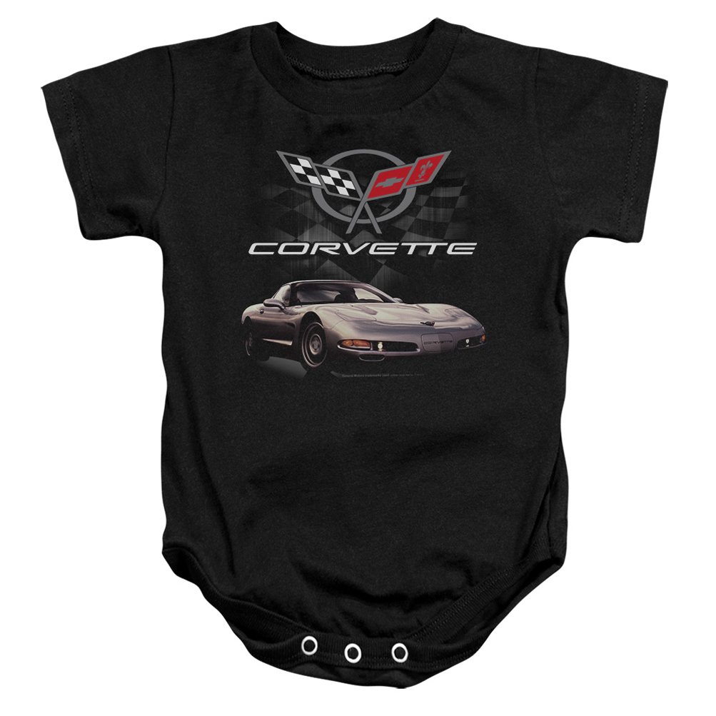 Chevy Romper Corvette Checkered Past Baby Creeper, Black, 6 Months